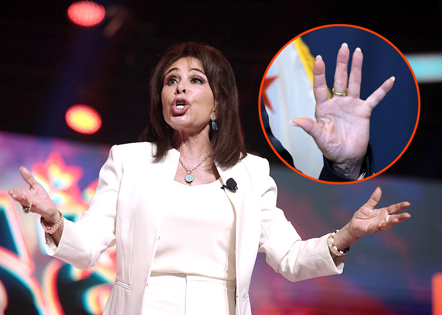 Jeanine Pirro with hand close-up. Image courtesy of Wikimedia Commons, edited by me.